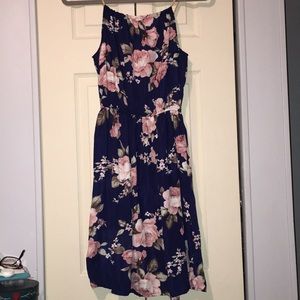 Navy blue floral dress